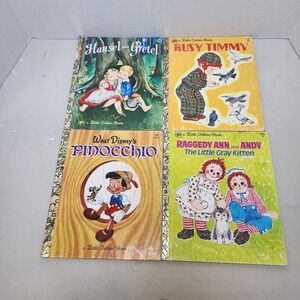 Little Golden Books‎ Lot of 4 Children's Books Classic Pinocchio Hansel & Gretel